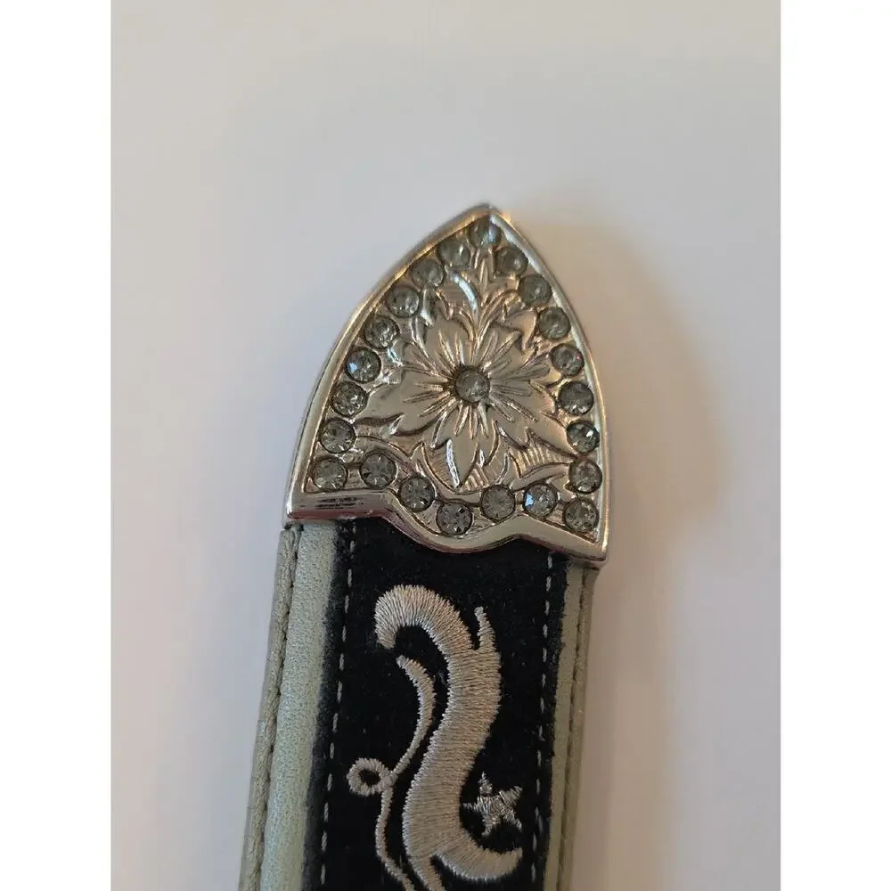 Roper Black Cream Suede Embroidered Leather Cowgirl Western Belt Women S/XS READ